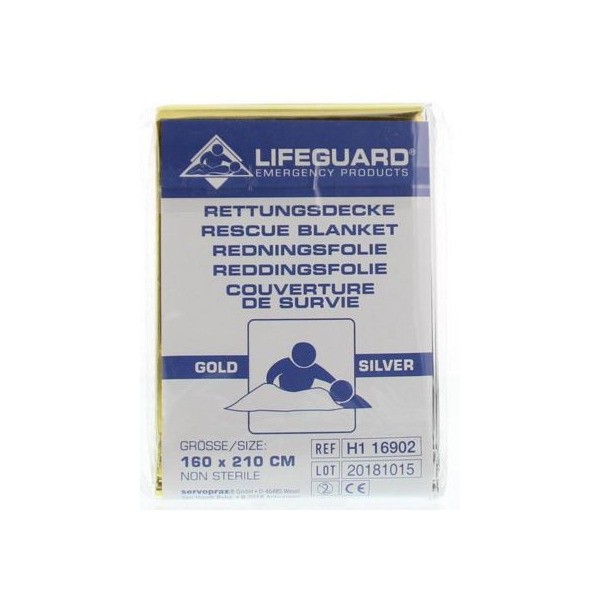 Lifeguard, reddingsdeken, 160x210cm, goud/zilver