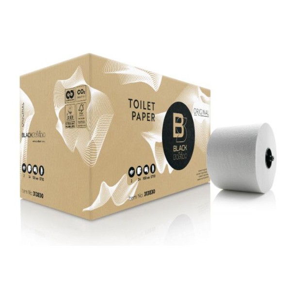BlackSatino Original, systeemrol toiletpapier, 100 meter, 2-laags, ST10, 313830 (24 stuks)| Q 897156