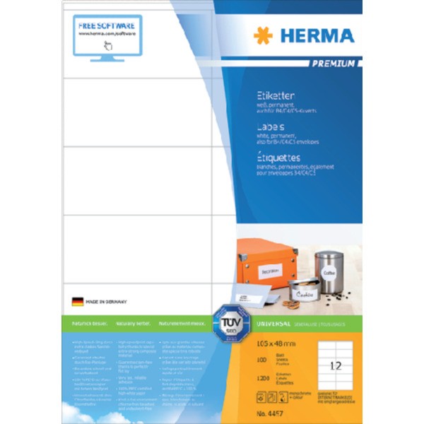 Etiket herma superprint 4457 105x48mm 1200st