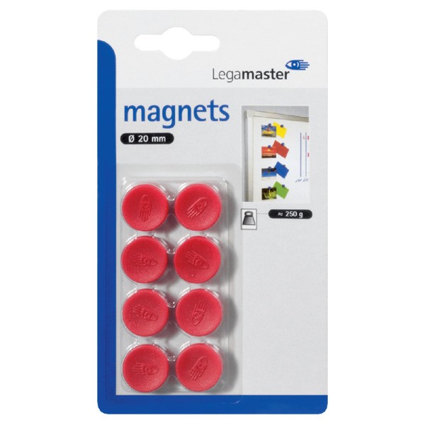 Magneet legamaster 20mm rood blister 8 stuks