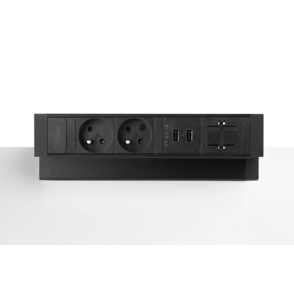 Filex, Power Desk Up 2.0, 2x 230V FR, 2xUsb, keystone, zwart
