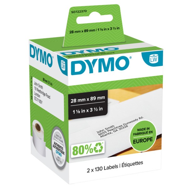 Etiket dymo 99010 labelprint adreslabel 28x89mm