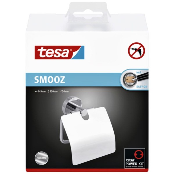 Tesa Smooz, toiletrolhouder met deksel, chroom, 40315 (1 stuk)