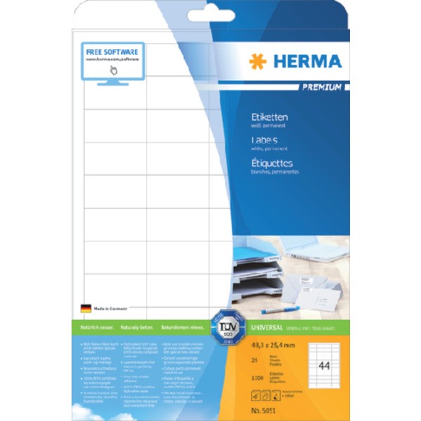 Etiket herma superprint 5051 48.3x25.4mm 1100st