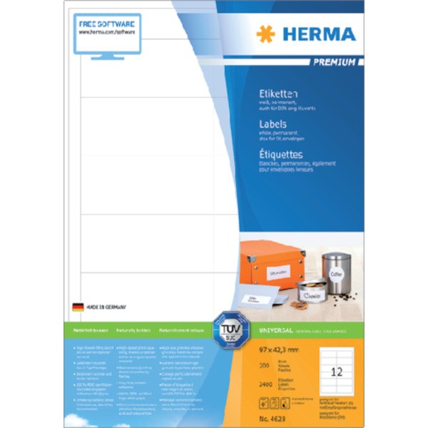 Etiket herma superprint 4623 96.5x42.3mm 2400st