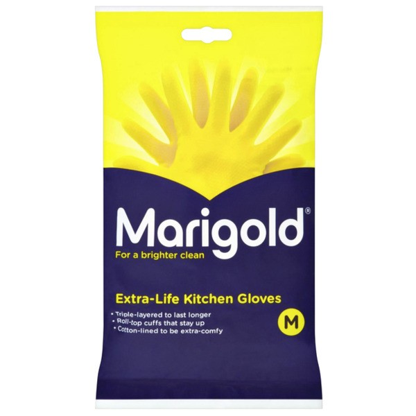 Handschoen huishoud marigold plus m geel(1301006)