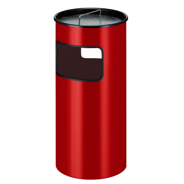 Afvalbak met ashouder, 50 liter, rood, VB 150290