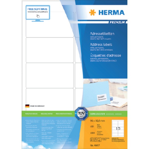 Etiket herma 4667 96x50.8mm premium a4 1000st(4667)