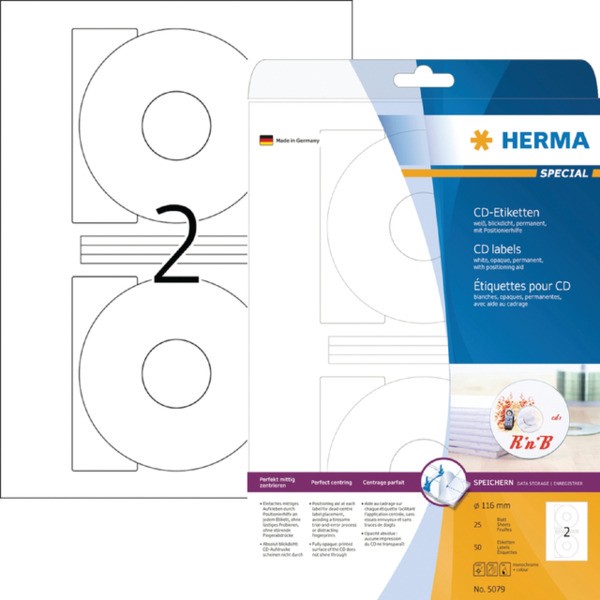 Etiket herma superprint 5079 cd 116mm 50st