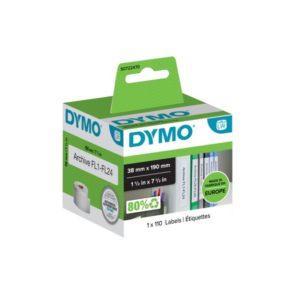 Etiket dymo 99018 labelprint ordner smal 38x190mm