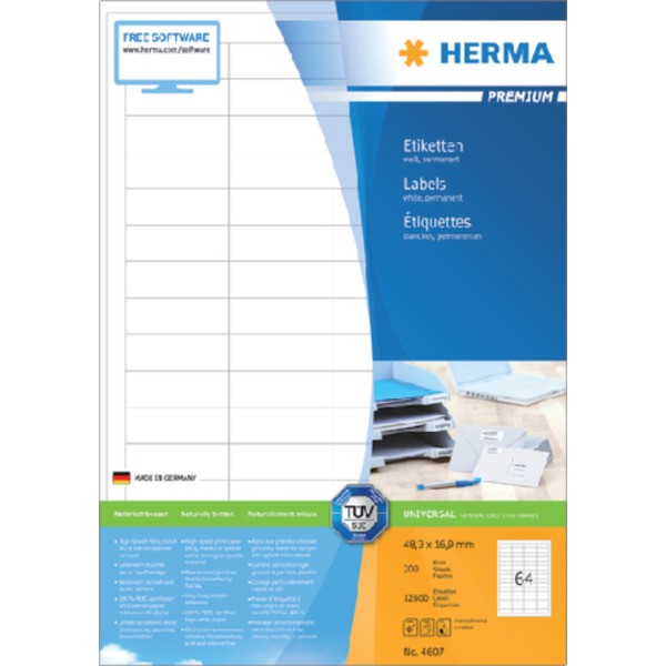 Etiket herma superprint 4607 48.3x16.9mm 12800st