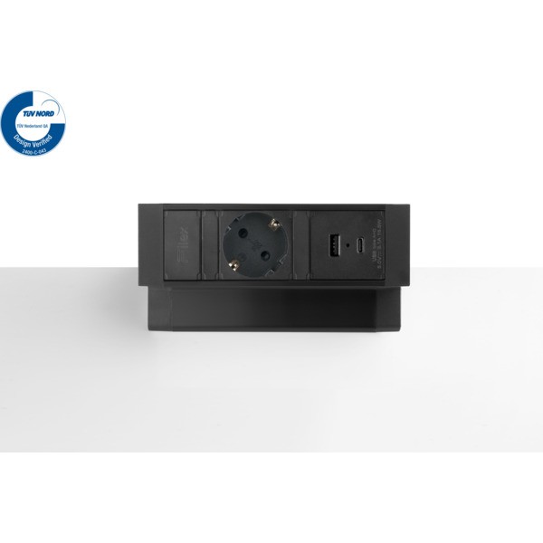 Filex, Power Desk Up 2.0, 1x 230V, 1x USB A+C, zwart